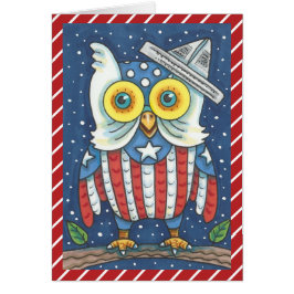 4 JULI AMERICAN UGGLA GREETING CARD Verse Hälsningskort