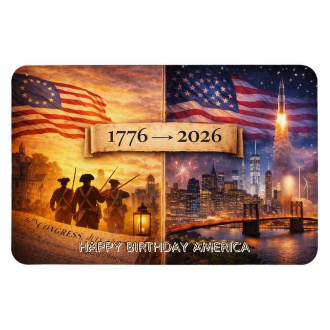 4 juli Amerika 1776 - 2026 USA 250-års flexibel Magnet (Horisontell)