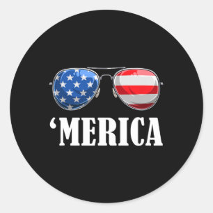 4 juli Amerika Independence day merica Patrio Runt Klistermärke