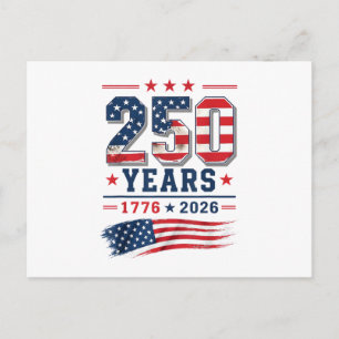 4 juli Amerika USA Flagga Patriotisk 250-årsjubile Vykort