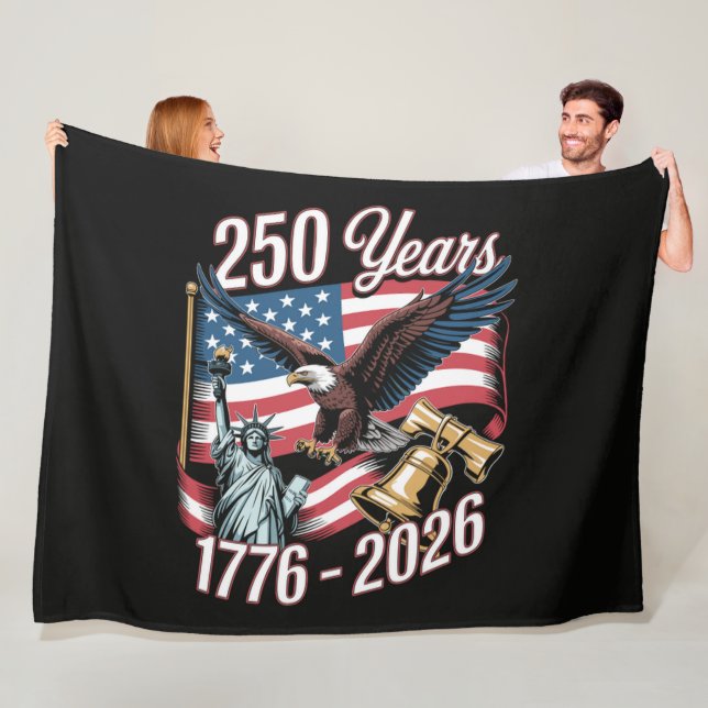 4 juli Amerika USA Patriotisk Örn Fleecefilt (På plats)