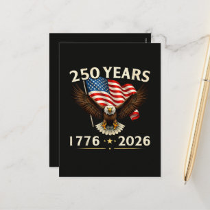4 juli Amerika USA Patriotisk Örn Helg Vykort
