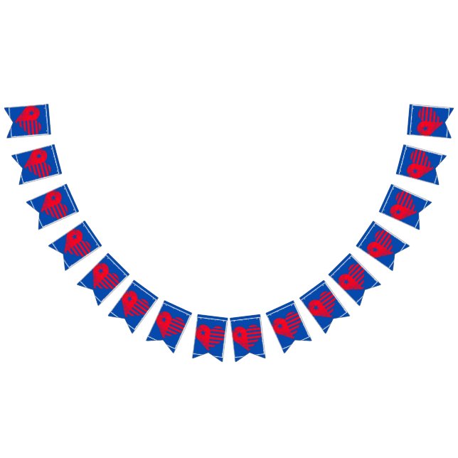4 juli Amerikan Heart Bunting Vimplar (Alla)
