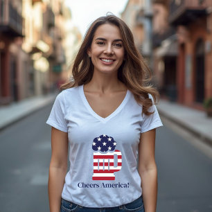 4 juli amerikansk flagg Beer Mug Anpassat namn T Shirt