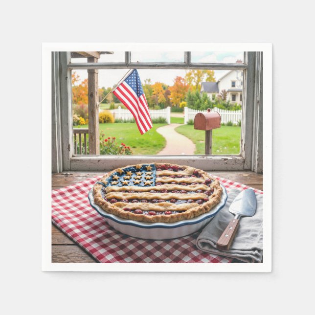 4 juli amerikansk flagg cherpaj pappersservett (Framsidan)