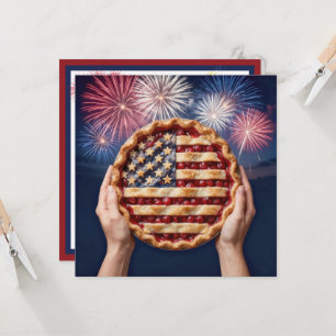 4 juli amerikansk flagg crust på en körsbärspaj inbjudningar