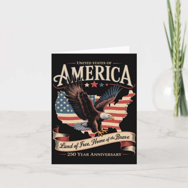 4 juli amerikansk flagga 1776 kort (Framsida)