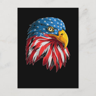 4 juli amerikansk flagga örn patriotisk fågel USA Vykort