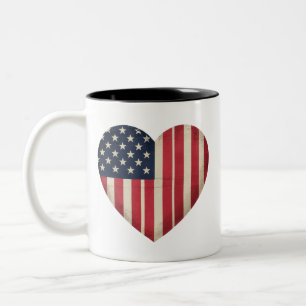 4 juli amerikansk flagga patriotisk USA stjärna ra Två-Tonad Mugg