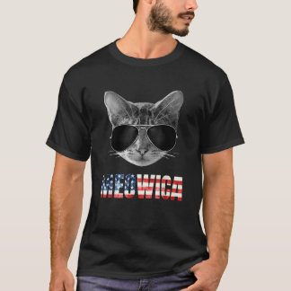 4 juli amerikansk flagga rolig katt Meowica för W T Shirt
