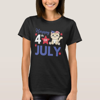 4 juli amerikansk katt för barn Söt amerikansk kat T Shirt