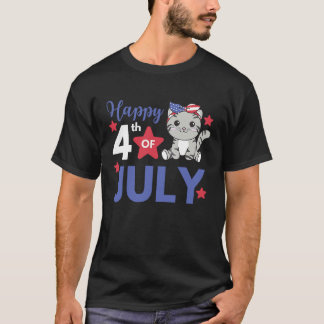 4 juli amerikansk katt för barn Söt amerikansk kat T Shirt
