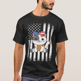 4 juli amerikansk katt för barn Söt amerikansk kat T Shirt