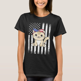 4 juli amerikansk katt för barn Söt amerikansk kat T Shirt