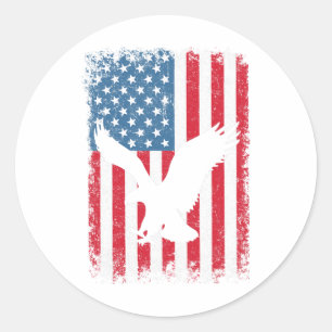 4 juli amerikansk örnflagga Usa självständighetsda Runt Klistermärke