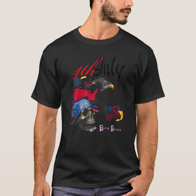 4 juli Amerikanska Eagle Flagga Independence day B T Shirt (Framsida)