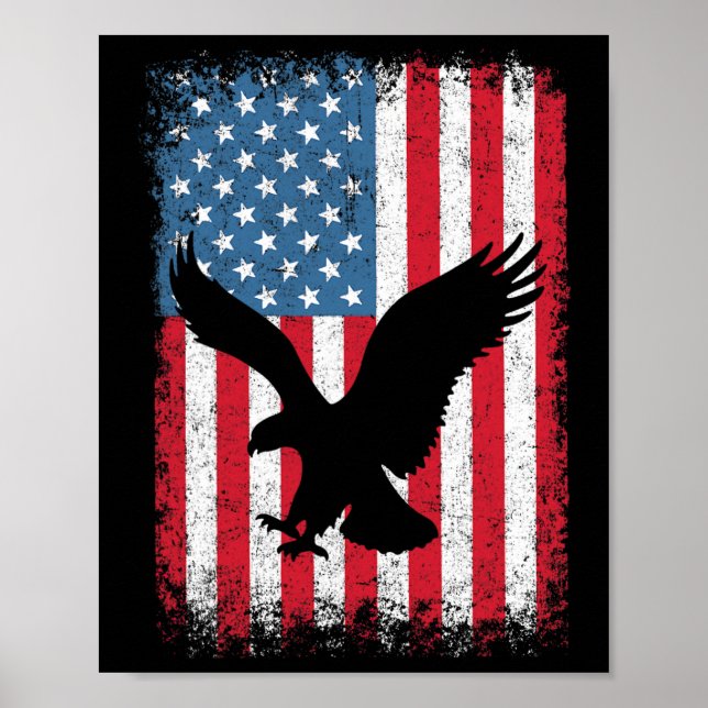 4 juli Amerikanska Eagle Flagga- Independence day  Poster (Framsidan)