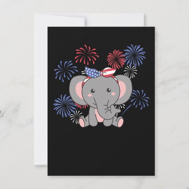 4 juli Amerikanska elefant Kids USA Fireworks H Julkort (Framsida)