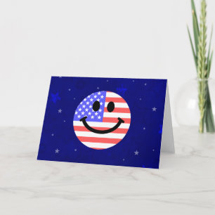 4 juli Amerikanska Flagga ansikte Kort