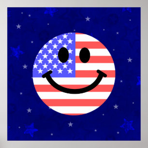 4 juli Amerikanska Flagga ansikte Poster