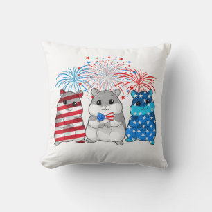 4 juli Amerikanska Flagga-Gris Kudde