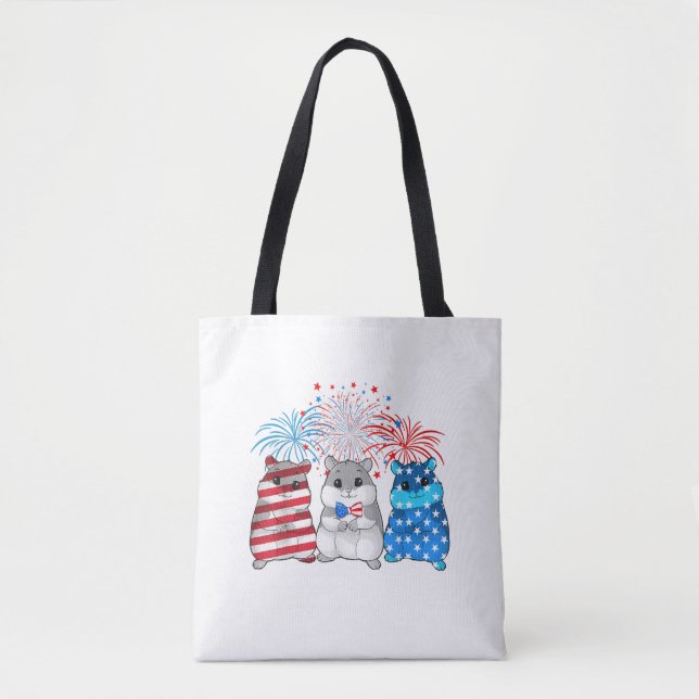 4 juli Amerikanska Flagga-Gris Tygkasse (Framsida)