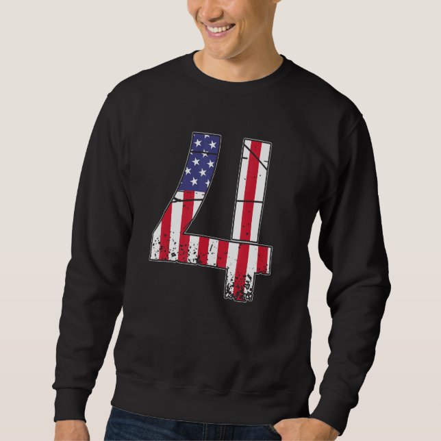4 juli Amerikanska Flagga Independence day den 4 j Lång Ärmad Tröja (Framsida)