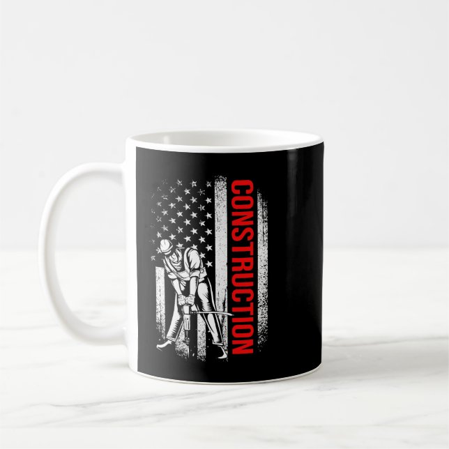 4 juli Amerikanska Flagga Patriotic Construction W Kaffemugg (Vänster)