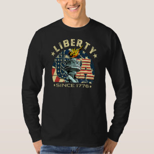 4 juli amerikanska Flagga Patriotic Statue of Libe T Shirt