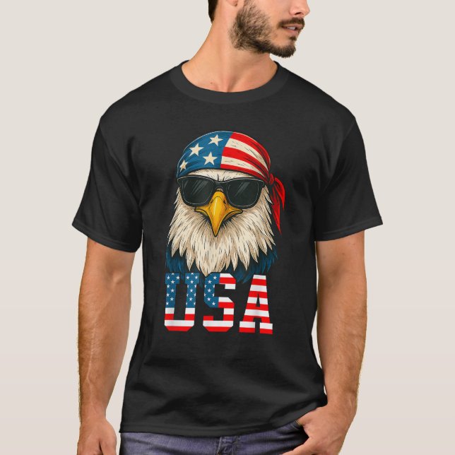 4 juli Amerikanska Flagga Patriotic T Shirt (Framsida)