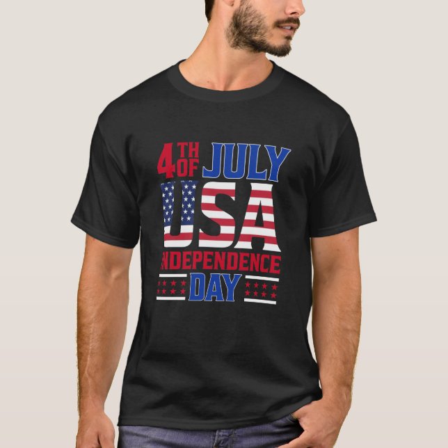 4 juli Amerikanska Independence day älskare lustig T Shirt (Framsida)