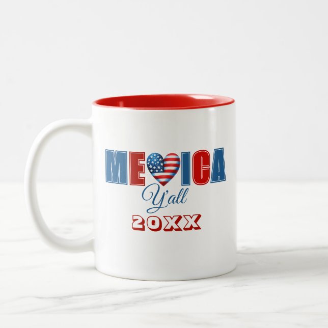4 juli amerikanska Independence day Två-Tonad Mugg (Vänster)