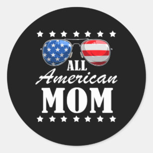 4 juli Amerikanska Mamma Independence day Patriot Runt Klistermärke
