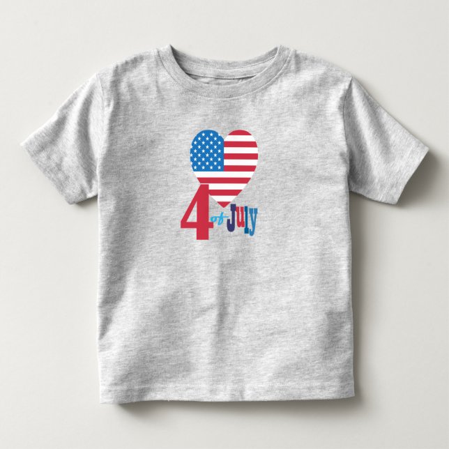 4 juli Amerikanska USA flagga Heart-Flagga Patriot T Shirt (Framsida)