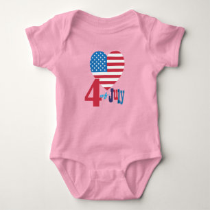 4 juli Amerikanska USA flagga Heart-Flagga Patriot T Shirt
