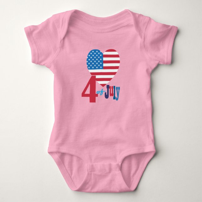 4 juli Amerikanska USA flagga Heart-Flagga Patriot T Shirt (Framsida)
