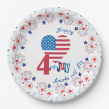 4 juli Amerikanska USA flagga Heart Patriotic