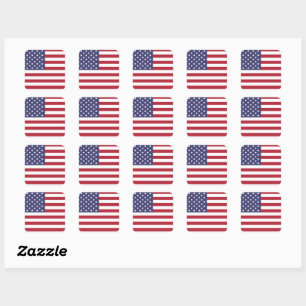 4 juli Amerikanska USA flagga Patriotic Fyrkantigt Klistermärke