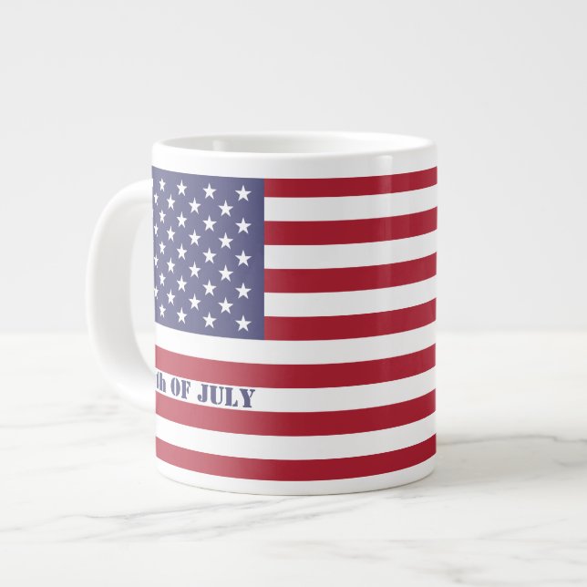 4 juli Amerikanska USA flagga Patriotic Jumbo Mugg (Framsida vänster)