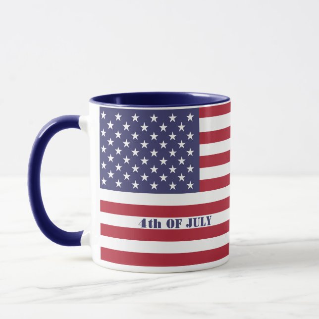 4 juli Amerikanska USA flagga Patriotic Mugg (Vänster)