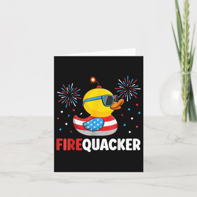 4 juli Anka Firequacker Patriotisk Fjärde Juli Kort (Framsida)