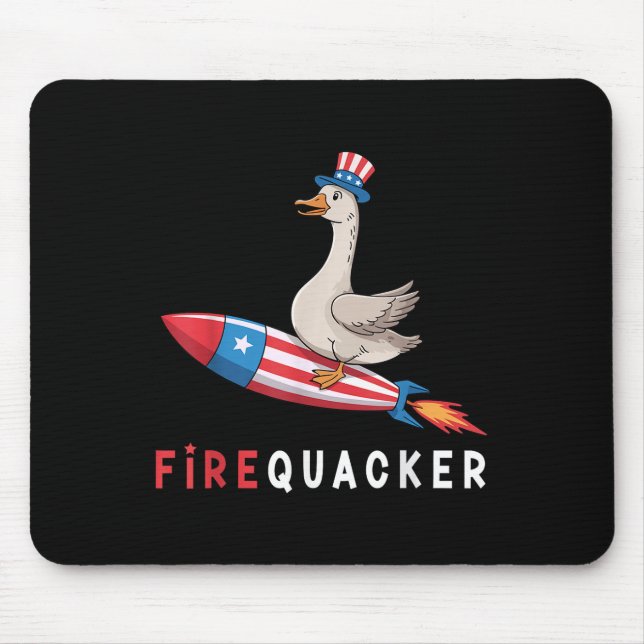 4 juli Anka Firequacker Patriotisk Fjärde Juli Musmatta (Framsidan)