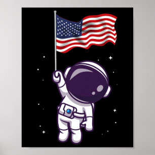4 juli Astronaut Usa American Flagga Funny Patr Poster