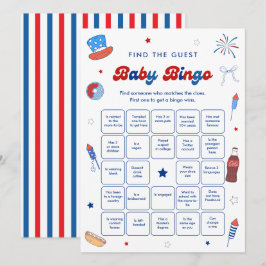 4 juli Baby Shower Bingo spelkort Inbjudningar