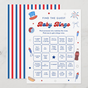 4 juli Baby Shower Bingo spelkort Inbjudningar