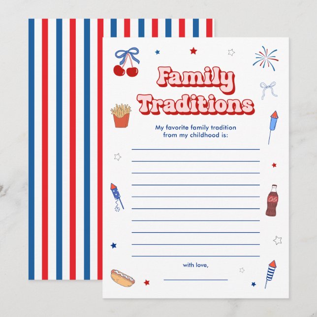 4 juli Baby Shower Familjetraditioner Kort (Fram/baksida)