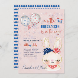 4 juli BABY SHOWER INBJUDAN Firecracker Bunny