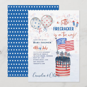 4 juli BABY SHOWER INBJUDAN Firecracker Cake Flagg