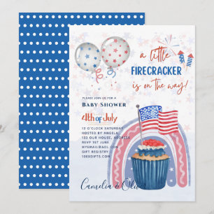 4 juli BABY SHOWER INBJUDAN Firecracker Cupaka
