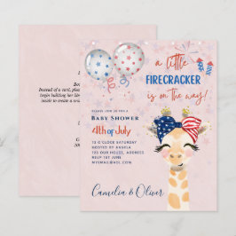 4 juli BABY SHOWER INBJUDAN Firecracker Giraffe